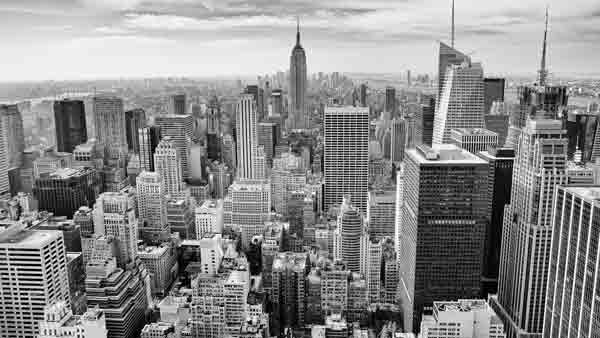 New York city skyline black and white